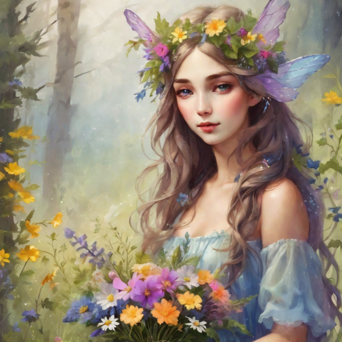 gentle-forest-fairy-with-a-bouquet-of-wildflowers (700x700, 757Kb)