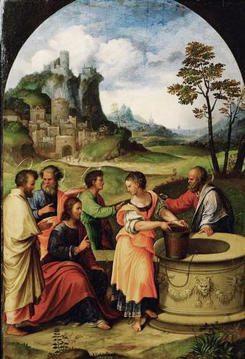 1525 Christ and the Samarian woman at the well. , . 65.5   45.2 cm.   -,  (477x700, 130Kb)