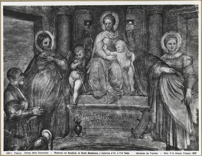 1533 Madonna con Bambino in trono con san Giovannino, santi e il donatore. . Chiesa della Commenda, Faenza (700x539, 176Kb)