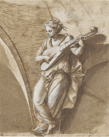 A woman playing a cittern.  , , . 24.1 x 19.3 cm,   2019 (359x450, 86Kb)