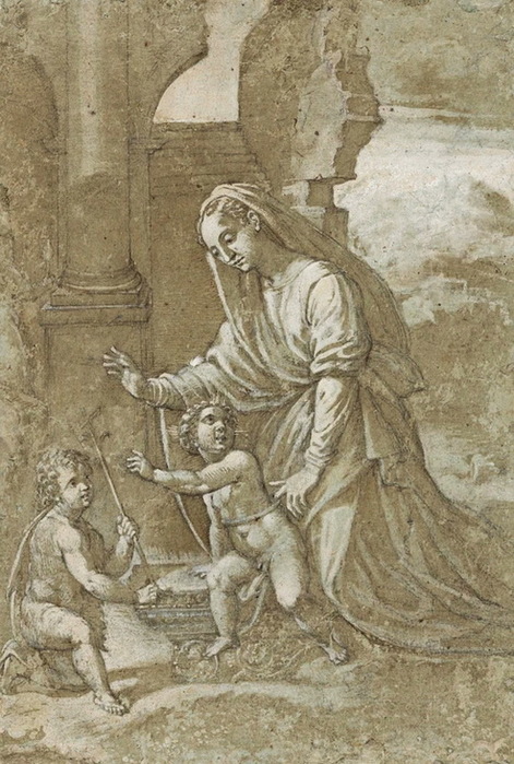 The Virgin and Child and St. John the Baptist among Classical Ruins, . , , . 36,5x25,2 m.  (471x700, 148Kb)