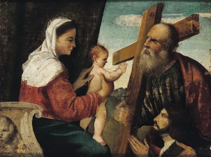 Die Madonna mit Kind vor dem heiligen Andreas mit einem Stifter, (700x521, 109Kb)