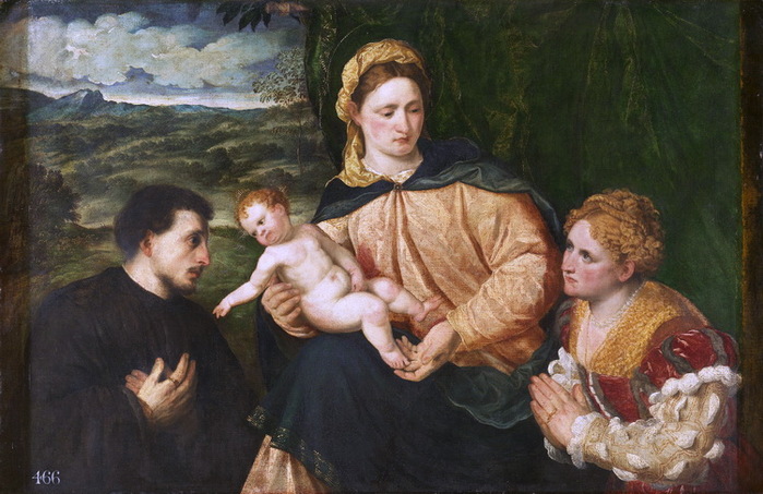 1535-1540 The Virgin and Child with Donors. , . 81.5 x 125.4 cm.  ,  (700x453, 120Kb)