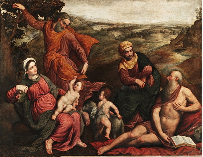 1550-1555 Heilige Familie mit Elisabeth, Johannes d. Täufer und Hieronymus . , . 115 x 149 cm. Rom, Galleria Colonna (700x539, 158Kb)