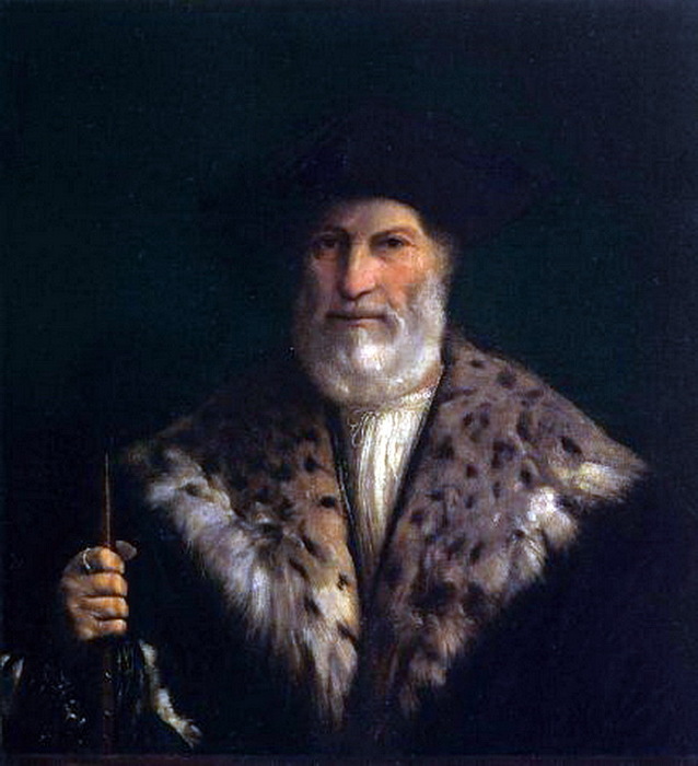 1520 Portrait of a Man in a Fur Collar (Antonio Constabili) by Dosso Dossi (638x700, 101Kb)