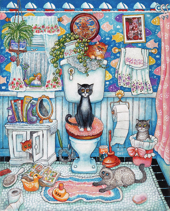 bathroom-cats-bill-bell (445x700, 184Kb)
