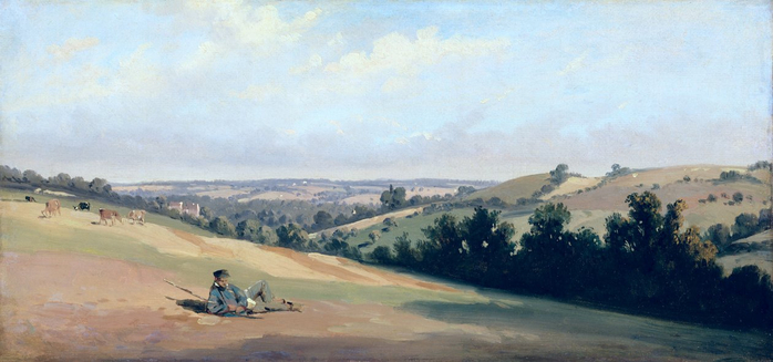Theodore Caruelle d Aligny - Young Man Reclining on the Downs c1833-35 (oil on paper) - (MeisterDrucke-110834) (700x327, 236Kb)