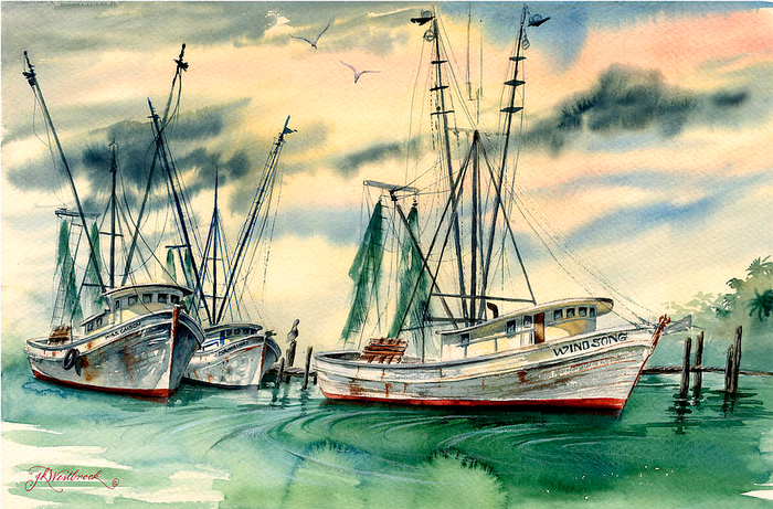shrimp-boats-in-the-keys-jill-westbrook (700x461, 504Kb)