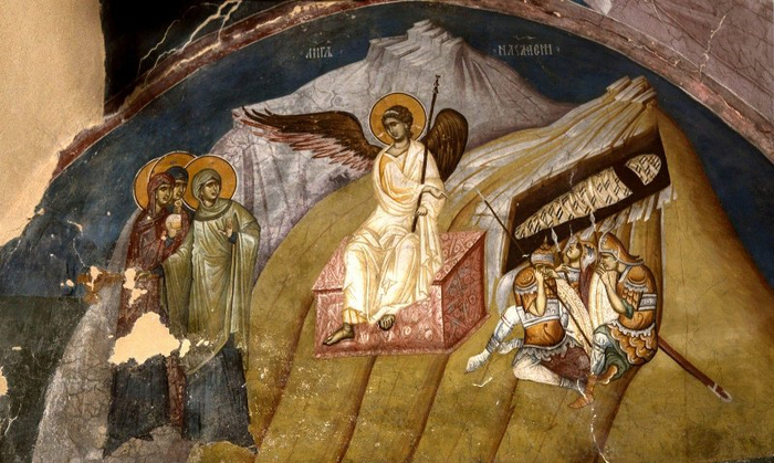 51. Жены мироносицы ангел фреска Сербия (700x419, 363Kb)
