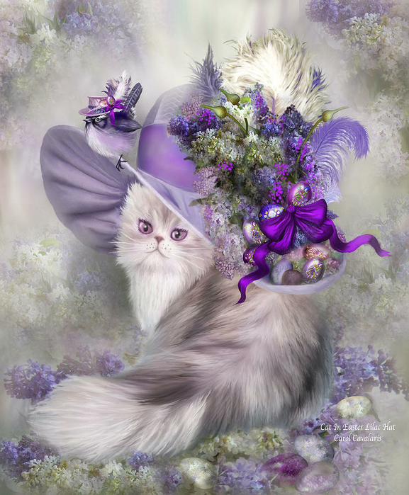 cat-in-easter-lilac-hat-carol-cavalaris (577x700, 451Kb)