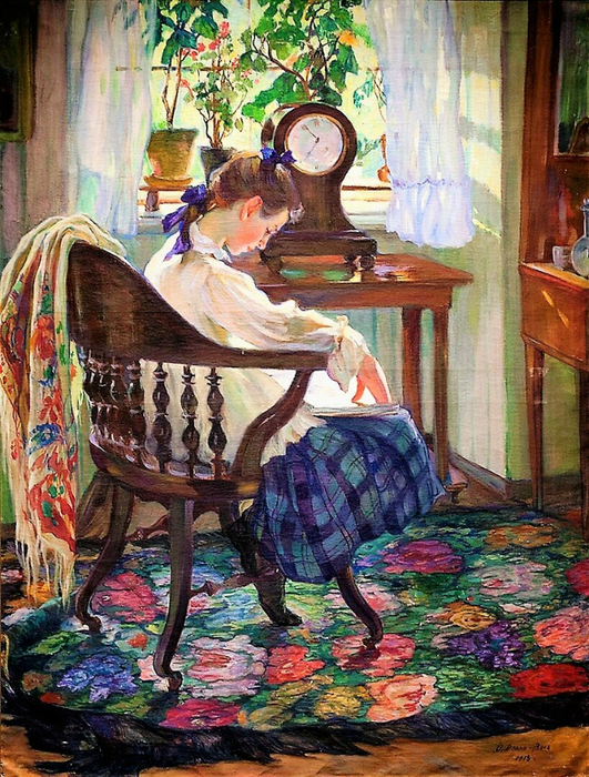 Ольга Делла-Вос-Кардовская, «За книгой», 1918, (531x700, 556Kb)