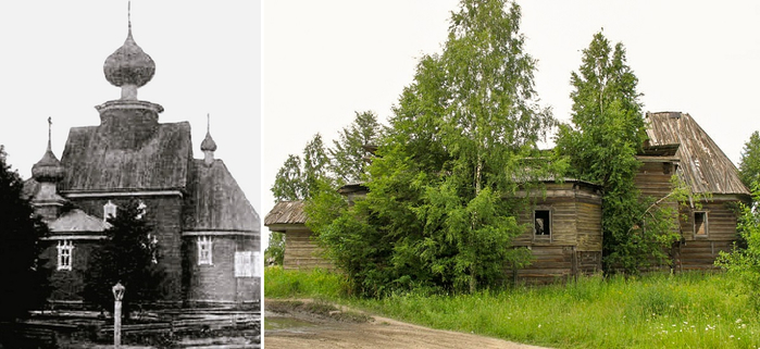 Кужбал. ц. Воскресения Словущего, 1762 г. (фото нач. ХХ в. и 2010-х гг.) (700x321, 236Kb)