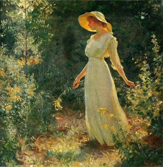 curran_charles_courtney_woman_in_a_white_dress_in_a_garden_1918.jpg (684x700, 631Kb)