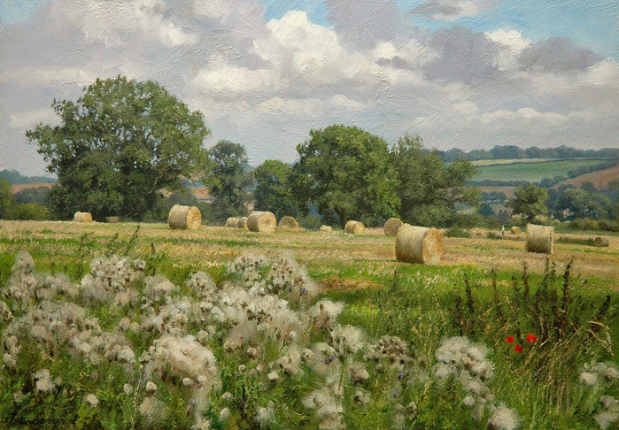 PETER BARKER - Heu Bales and Thistledown - Óleo sobre painel - 14 x 20 pol (700x486, 455Kb)