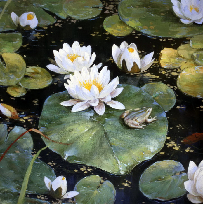 Лилии в пруду. (Фрагмент картины) (695x700, 570Kb)