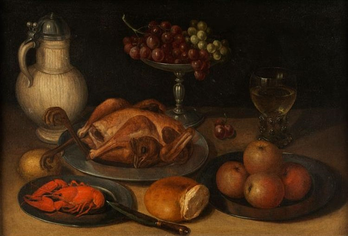 still-life-with-fried-chicken-hummer-pitcher-and-grapes.jpg!Large (700x475, 276Kb)