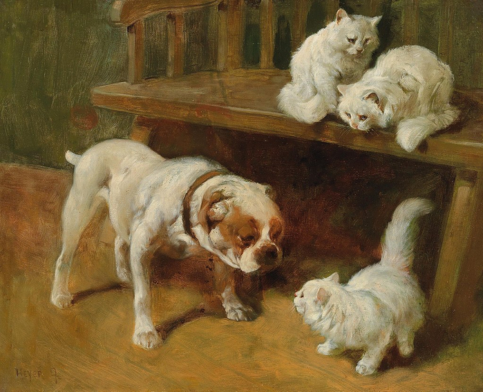 1024px-Arthur_Heyer_-_Dog_and_Cats (700x567, 454Kb)