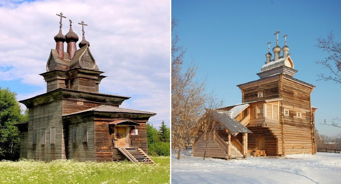 14 Пермогорье. Георгиевская церковь, 1665 г. и Москва (Коломенское) (700x378, 278Kb)