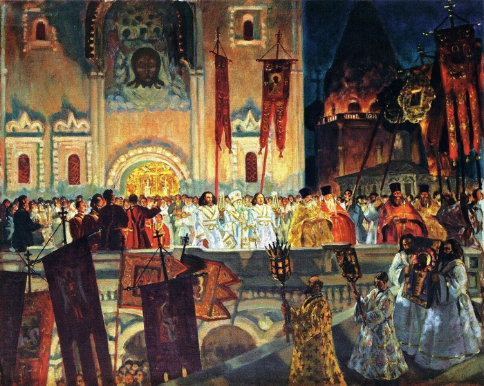 Пасхальная ночь, 1917г. (800x658, 561Kb)