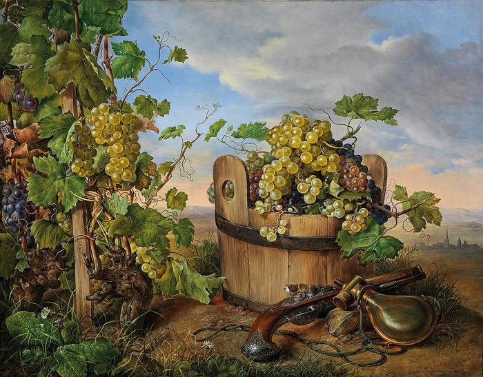 Franz_Xaver_Petter_Stillleben_mit_Weintrauben_und_Pistole_1856 (700x547, 573Kb)