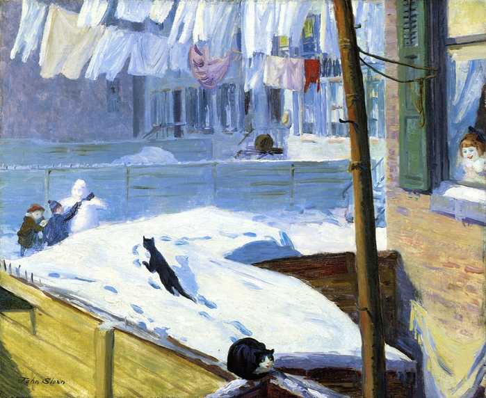 Живопись_John-French-Sloan_Backyards-Greenwich-Village-1914 (700x572, 564Kb)