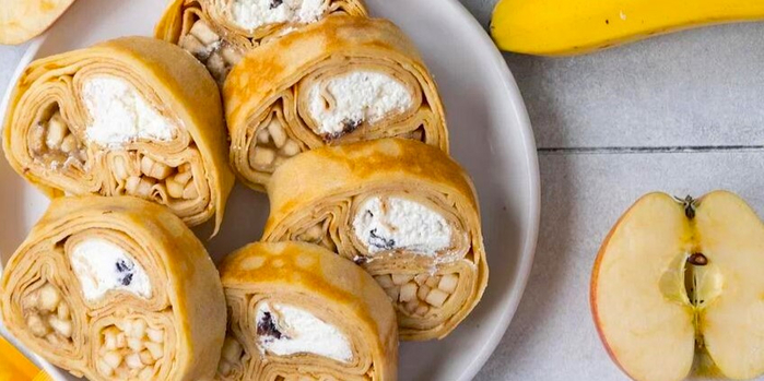 БЛИННЫЙ РУЛЕТ С ТРЕМЯ НАЧИНКАМИ