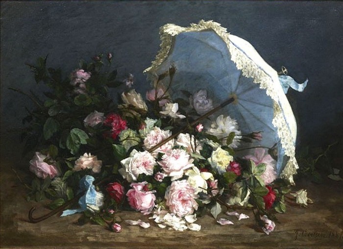 Jet?e de roses ? l'ombrelle