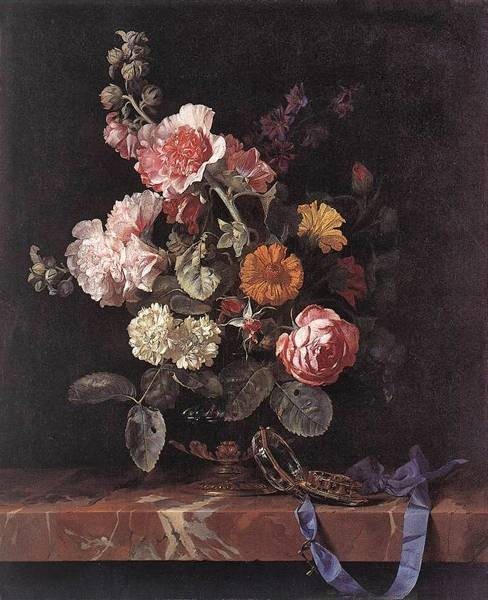 Vase of flowers with watch - Willem Aelst Van