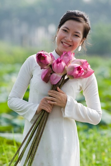 Young girl & lotus