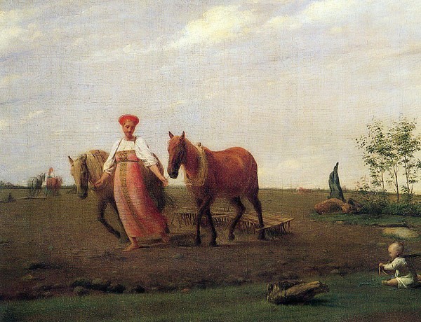 Out in the Field. Spring, 1820s  Oil on Canvas, 51.2 x 65.5 cm  The State Tretyakov Gallery  Moscow, Russia