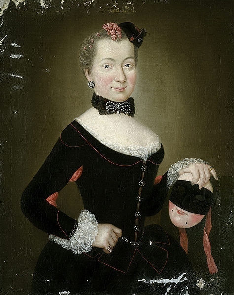 Christian Friedrich Reinhold Lisiewski (17251794)   Bildnis der Henriette Sophie Christine von L?deritz, geborene von Rochow, mit venezianischer Karnevalsmaske. ?l auf Leinwand.      