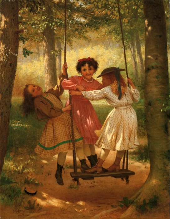 	John George BrownThree Girls on a Swing 1868