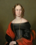 English School 19th Century Lady with a Red Shawl