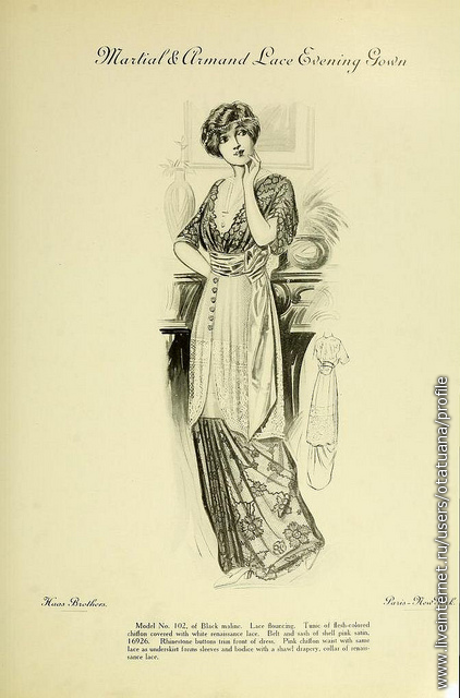 Fashion of 1913 - Martial and Armand Lace Evening Gown