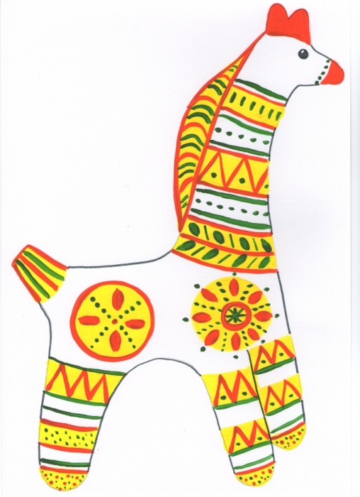 Раскраска дымковская игрушка лошадка для детей распечатать