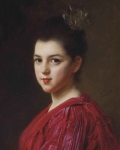 Femme A La Robe Rouge  - Gustave Jean Jacquet