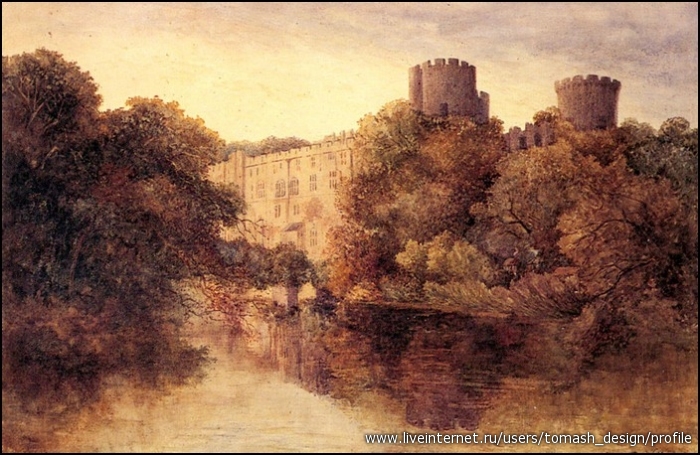 Cox  David  Castle  In  An  Autumn   Landscape.