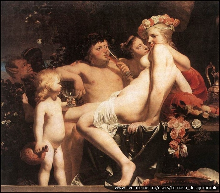 EVERDINGEN_Caesar_van_The_Four_Muses_With_Pegasus.jpg van Bacchus with Two Nymphs And Cupid.