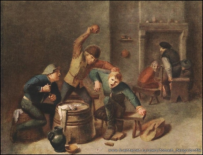 BROUWER  Adriaen  Brawling  Peasants