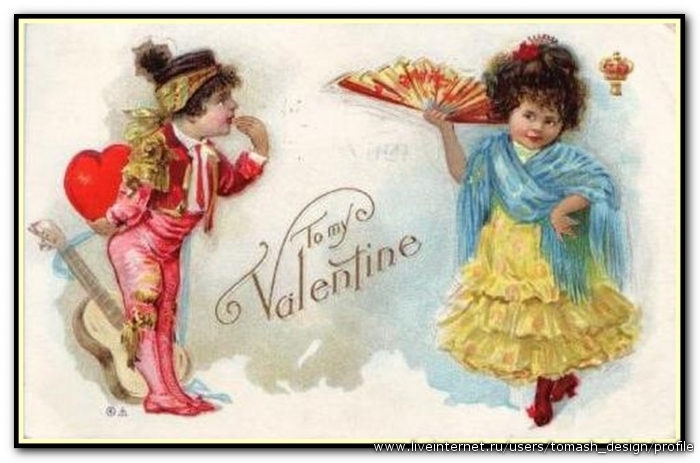 Старинные открытки день святого валентина с амуром